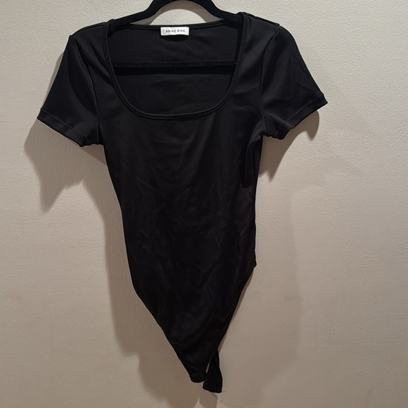 Anine Bing Janelle Black Scoop Neck Women's Bodysuit Large - Picture 2 of 7